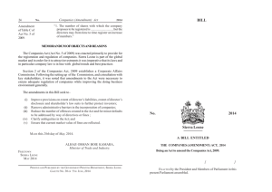 Companies Act - Parliament of Sierra Leone