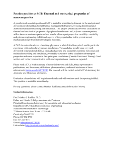 Postdoc position at MIT: Thermal and mechanical