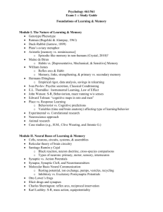 Psychology 461/561 Exam 1 :: Study Guide Foundations of Learning