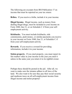 The following are excerpts from IRS Publication 17 on income that