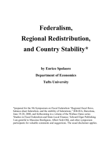 Federalism, Regional Redistribution, and Country Stability