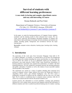 Survival of students with different learning preferences