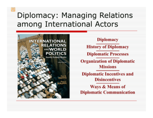 Diplomacy: Managing Relations among International Actors