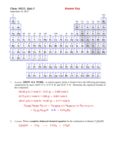 Chem 10113, Quiz 3 Answer Key