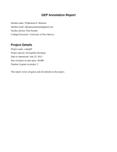 GEP Annotation Report Project Details