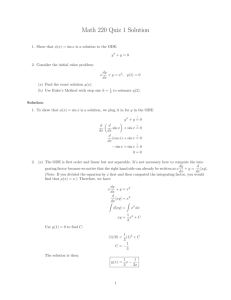 Math 220 Quiz 1 Solution