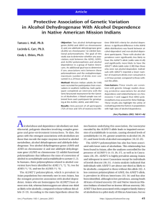 Protective Association of Genetic Variation in Alcohol