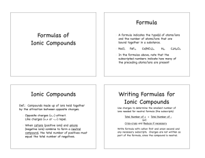 Ionic Compounds - Formulas Slides