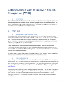Getting Started with Windows™ Speech Recognition