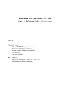 Exonerations in the United States, 1989 – 2012 Report by the