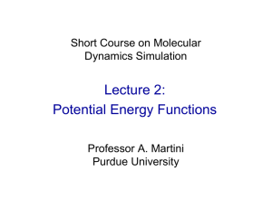 Lecture 2: Potential Energy Functions
