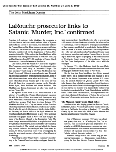 LaRouche Prosecutor Links to Satanic 'Murder, Inc.' Confirmed