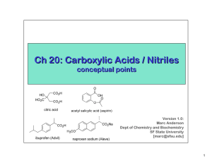 Ch 20: Carboxylic Acids / Nitriles conceptual points