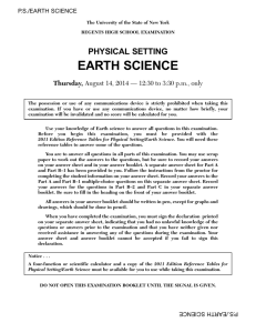 August - New York State Regents Earth Science