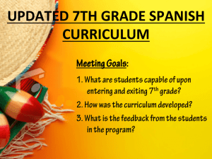 Seventh-Grade Spanish Curriculum Update