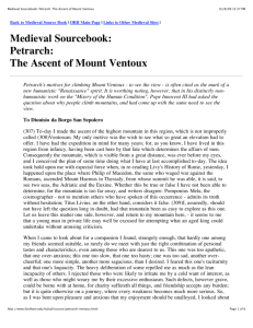 Medieval Sourcebook: Petrarch: The Ascent of Mount Ventoux