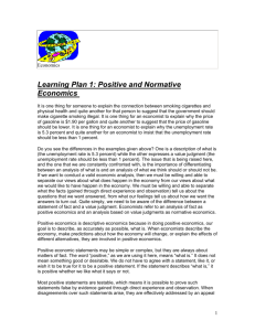 Learning Plan 1: Positive and Normative Economics