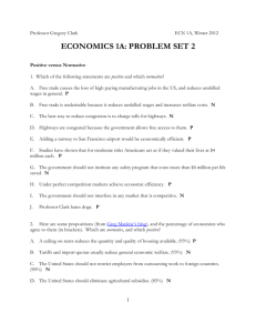 ECONOMICS 1A: PROBLEM SET 2