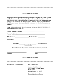INSURANCE WAIVER FORM All full