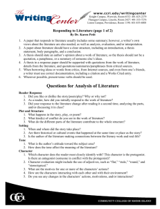 Questions for Analysis of Literature