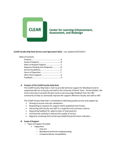 CLEAR Faculty Help Desk Service Level Agreement