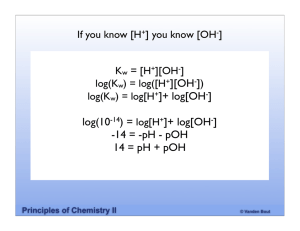 log(10-14) = log[H+]+ log[OH-] -14 = -pH