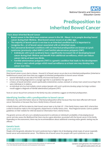 Predisposition to inherited bowel cancer (factsheet)