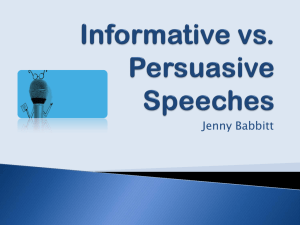 PCM 340 Informative vs. Persuasive Speeches Powerpoint