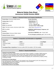 Material Safety Data Sheet Ammonium Sulfide Solution MSDS