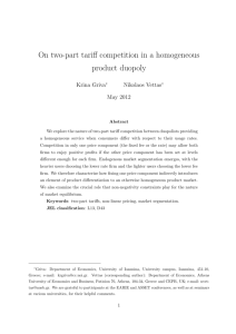 On two-part tariff competition in a homogeneous product duopoly