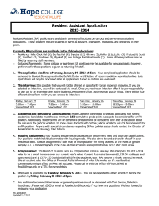 Resident Assistant Application 2013-2014