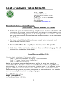 Elementary Gifted and Talented Program Memo 2015