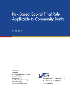 Risk-Based Capital Final Rule Applicable to Community Banks