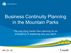 Business Continuity Planning in the Mountain Parks