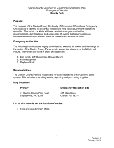 Clarion County Continuity of Government/Operations Plan