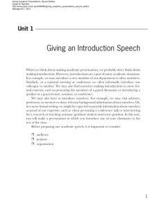 Giving an Introduction Speech - The University of Michigan Press