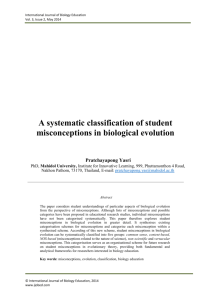 A systematic classification of student misconceptions in biological
