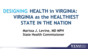 CREATING A POPULATION HEALTH PLAN FOR VIRGINIA