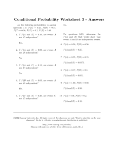 Conditional Probability Worksheet 3 - Answers