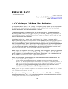 AACC challenges FNB Food Fiber Definitions, May 20, 2003