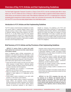 Overview of Key FCTC Articles and their Implementing Guidelines