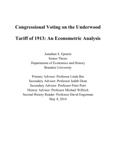 Congressional Voting on the Underwood Tariff of 1913: An
