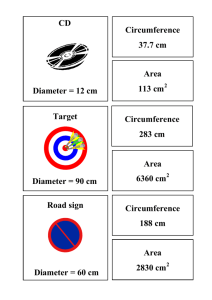 Area 113 cm Circumference 37.7 cm Diameter = 12 cm CD Area