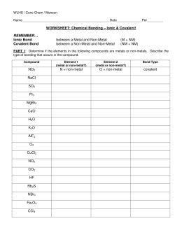 Chemical Bonding Worksheet