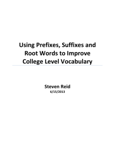 Using prefixes, suffixes, root words