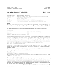 Introduction to Probability Fall 2006