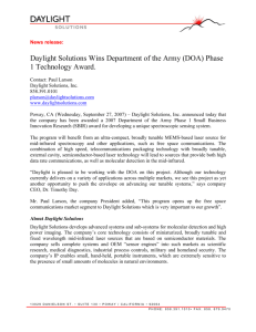 Daylight Solutions Wins Department of the Army (DOA) Phase 1