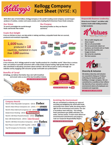 Kellogg Company Fact Sheet (NYSE: K)