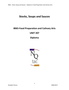 Stocks, Soups and Sauces