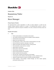 Seamstress/Tailor Store Manager